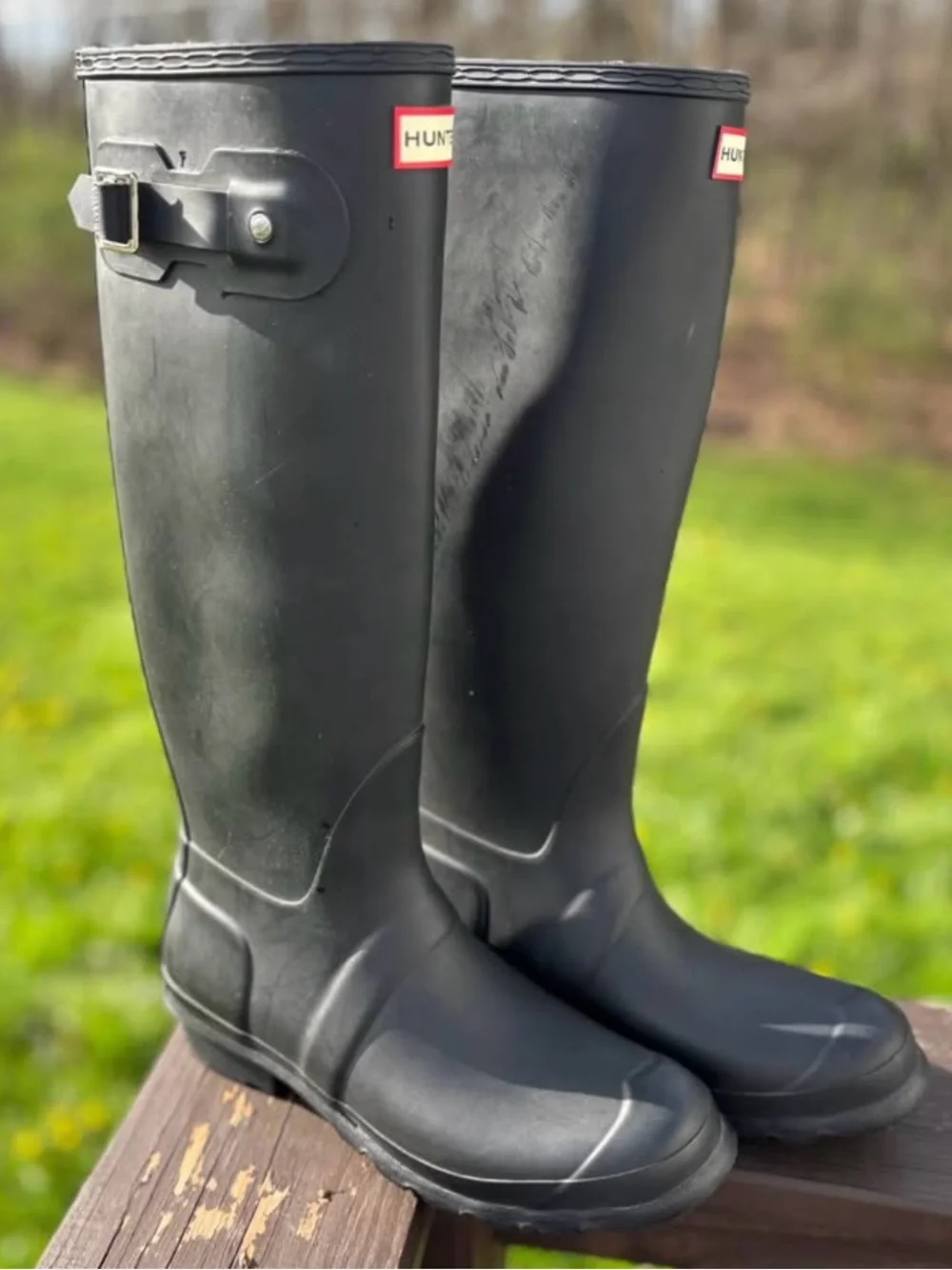 Hunter Black Logo Rain Boot Inner Label Detail